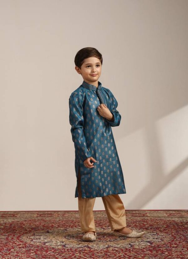 Boys Festive & Party Kurta and Pyjama Set??(Blue Pack of 1)