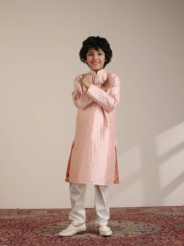 Boys Festive & Party Kurta and Pyjama Set??(Orange Pack of 1)