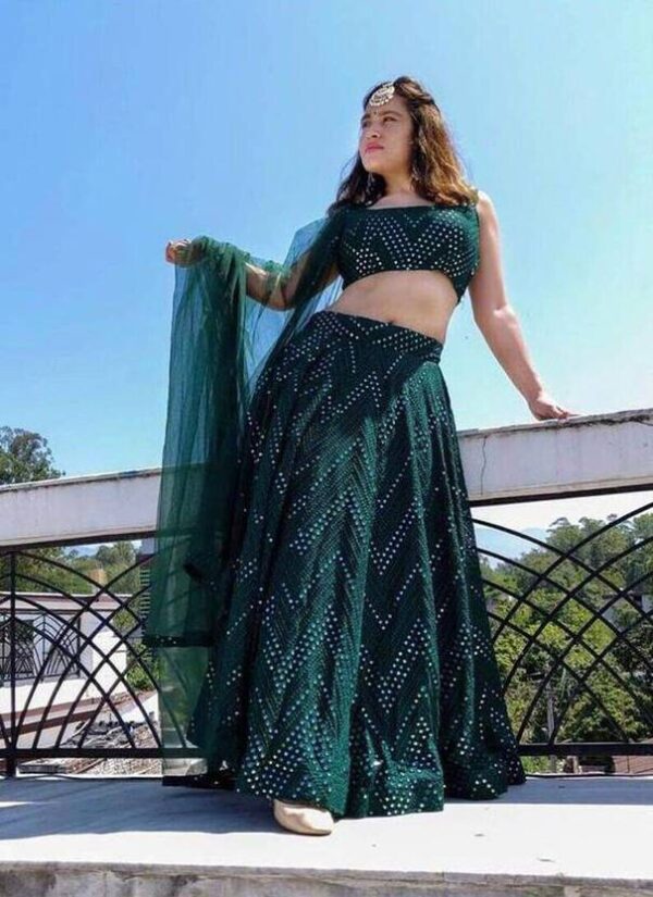 Embroidered Semi Stitched Lehenga Choli??(Green)