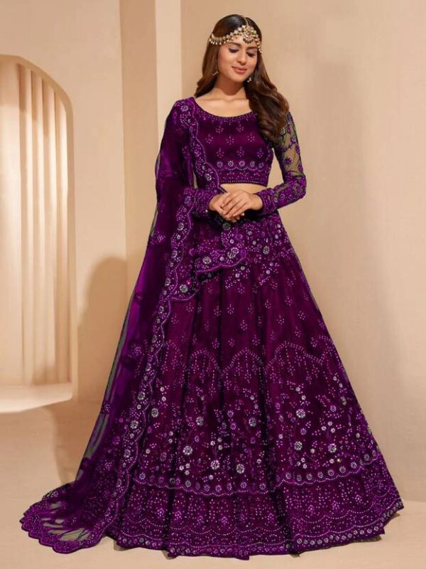 Embroidered Semi Stitched Lehenga Choli??(Purple)