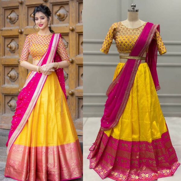 Embellished Semi Stitched Lehenga Choli??(Yellow)