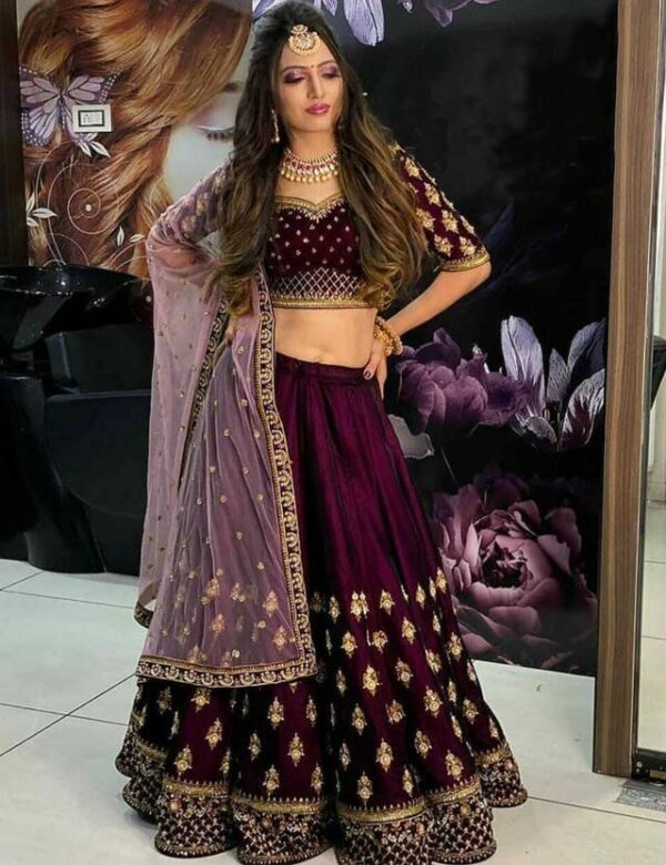 Embroidered Semi Stitched Lehenga Choli??(Purple)