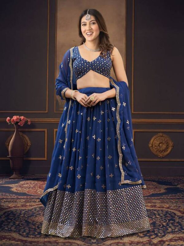 Embroidered Semi Stitched Lehenga Choli??(Blue)